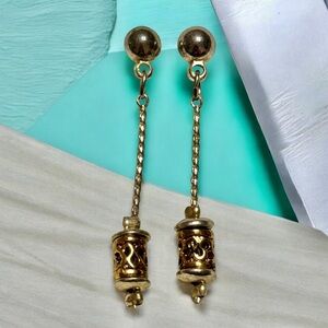 Silver & Copper Rose Gold Tones Dangle Post Earrings